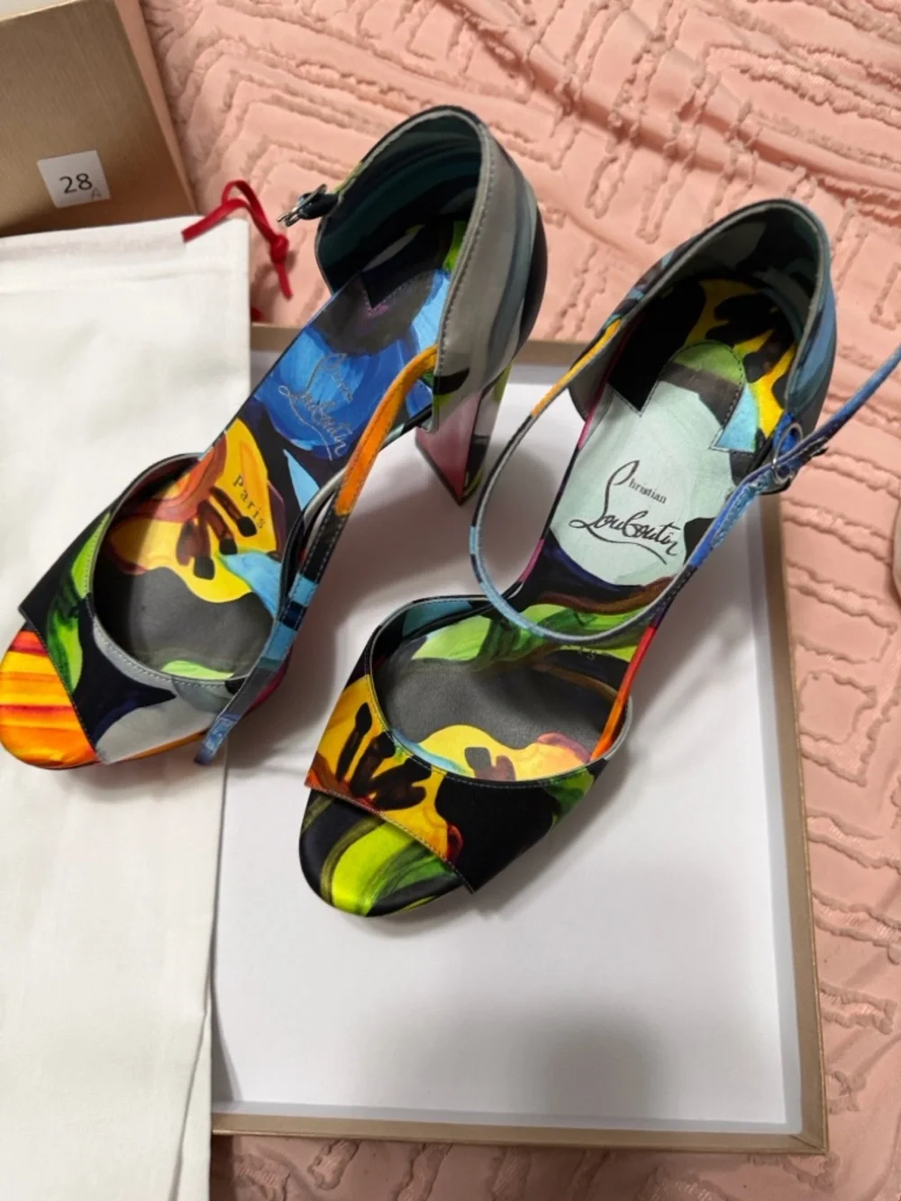 Christian Louboutin Multicolor Floral Platform Heels with Red Sole - Picture 6 of 10